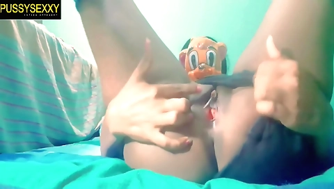 Small boobs brunette wearing stockings in solo videos