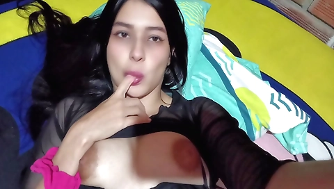 Indian beauty in the bathroom makes her favorite hole her own