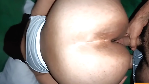 Indian babe with a nice ass rides a dick in the backyard