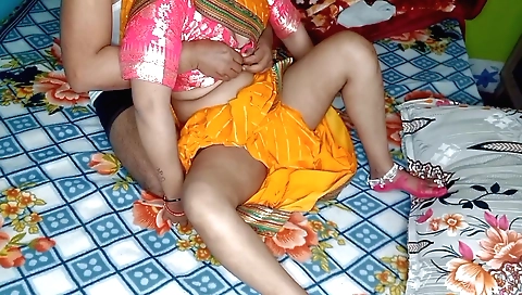 Indian teen 18+ with small tits gives a blowjob to her husband