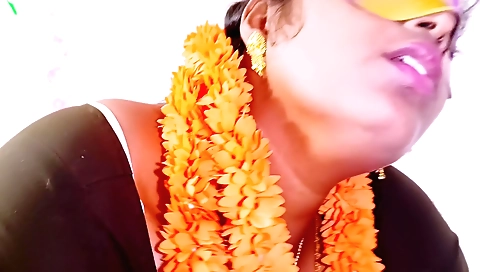 Indian brunette stepsister fucks her stepson in the kitchen