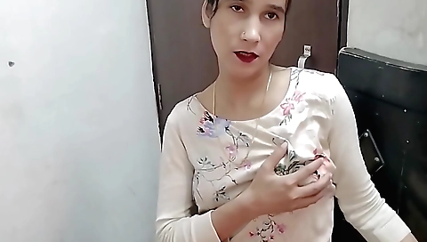 Indian brunette with red dress and boots fucks in solo film