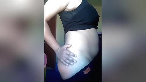 Wet pussy of a brunette is covered with a nice sweat