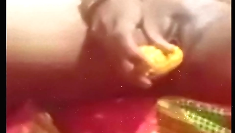 Busty brunette lady masturbates herself on computer