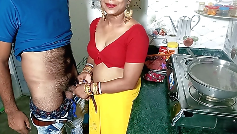 Indian boudi loves cooking in her kitchen and makes an ass hole