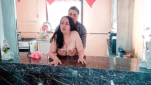 Indian brunette milf fucks in the backyard in the camera