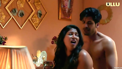 Hot brunette milf with big tits gets fucked on the bed