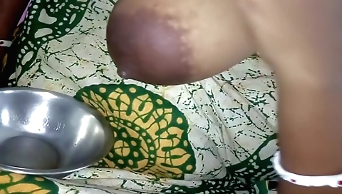 Indian babe with big tits gives a massage to her body