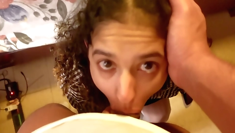 Hot brunette with cute body and stockings caught step daughter