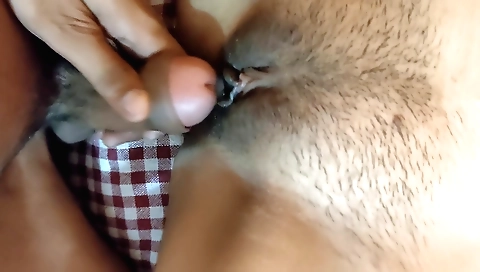 Hairy Indian girl in a sexy dress gets fucked in her hairy pussy