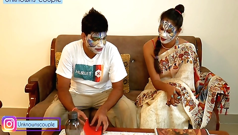 Brunette teacher in a red dress caught on cam by her boyfriend