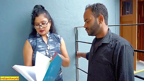 Indian slut gets fucked in the kitchen by her boss