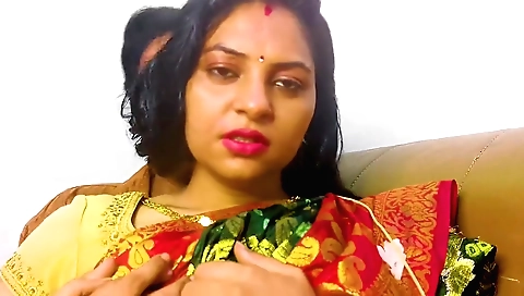 Indian milf and her lover are having fun in a threesome