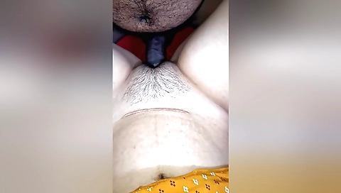 Busty indian woman with hairy cunt takes a dick deep into her pussy