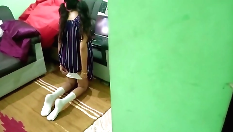 Hot stepsister home alone with her stepdad and his girlfriend