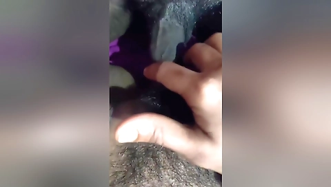 Indian housewife with hairy pussy rubs her man's dick