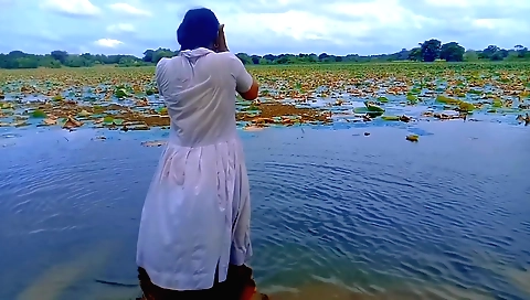 Indian teen with a sexy body does some outdoor exercise