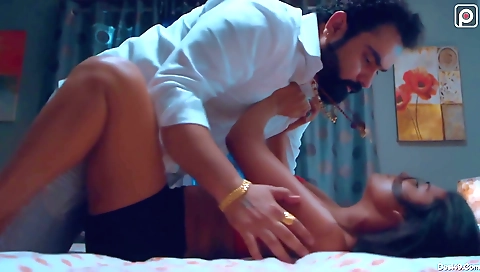 Brunette teen girl enjoys a hot sex with her boyfriend