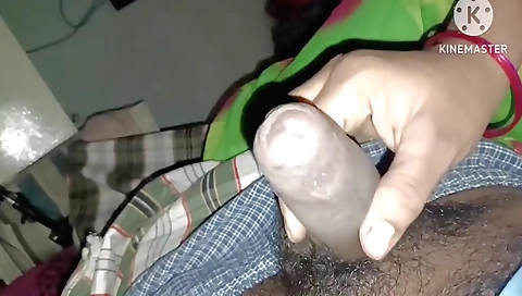 Handsome indian man takes care of his wife's boobs