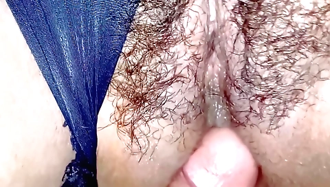 Hairy brunette teen gets her pussy licked by stepfather