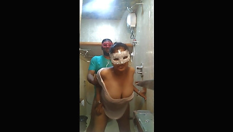 Indian hottie in sexy outfit masturbates in the shower