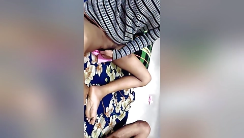 Hot brunette amateur hairy pussy sex in the kitchen