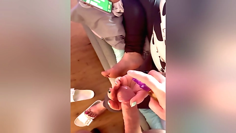 Amatous handjob for a hot milf with a great body and a great ass