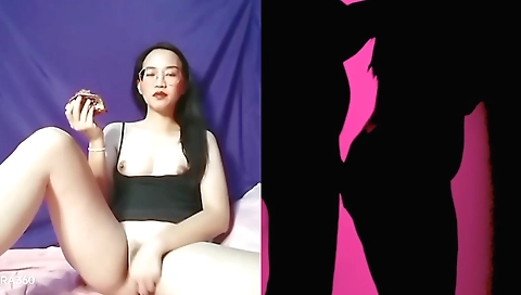 Busty brunette girl in a black top fucked in her pussy