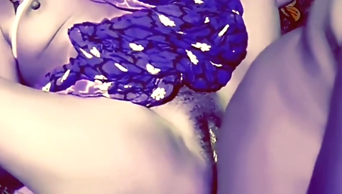 Amateur hairy Indian mature girl in red dress in bed