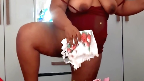 Indian girl is playing alone in bed and she is getting off