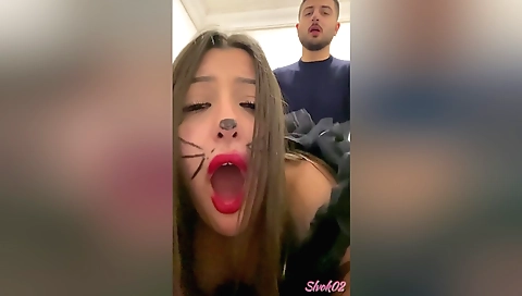 Amateur brunette webcam sex video with webcam voyeur